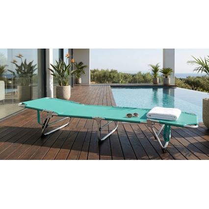 Saliekams regulējams šezlongs SUNO 56x190 cm tirkīzzils