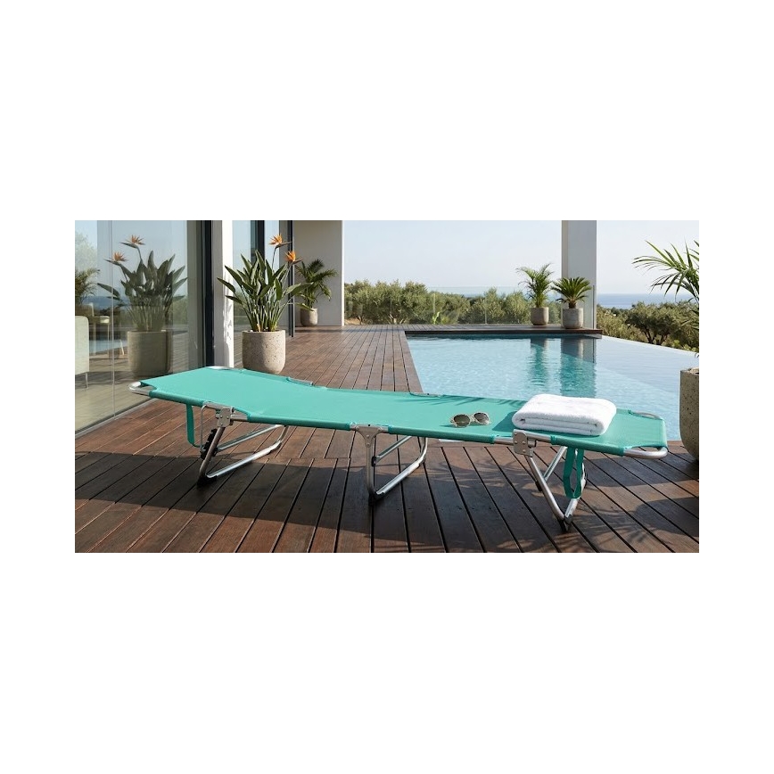 Saliekams regulējams šezlongs SUNO 56x190 cm tirkīzzils