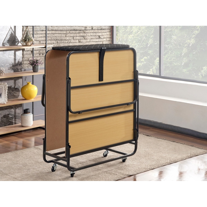 Salokāma metāla vienvietīga gulta ar matraci HERON 90x204 cm balta