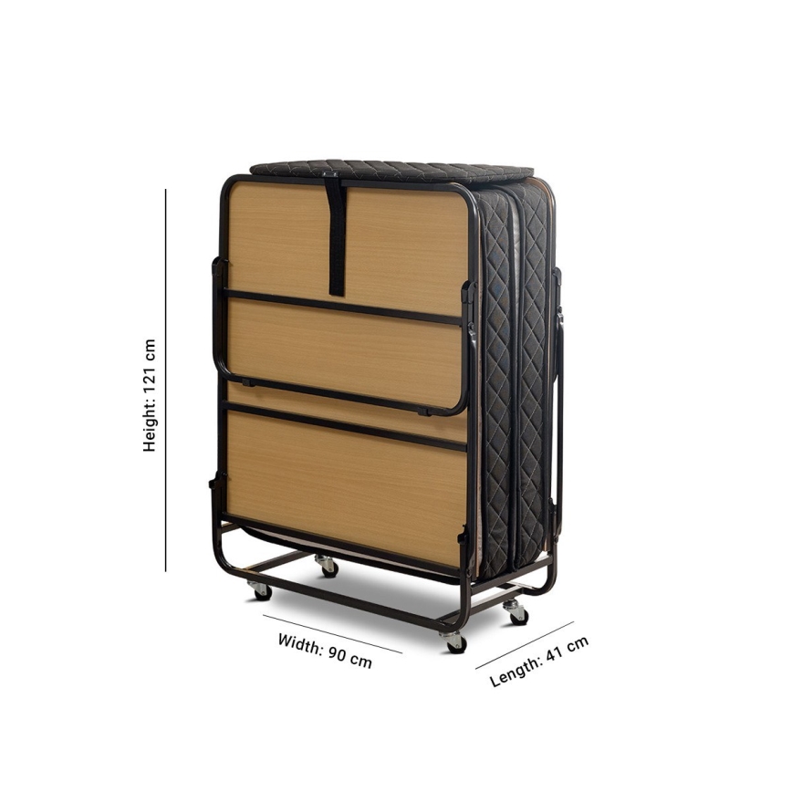 Salokāma metāla vienvietīga gulta ar matraci HERON 90x204 cm balta