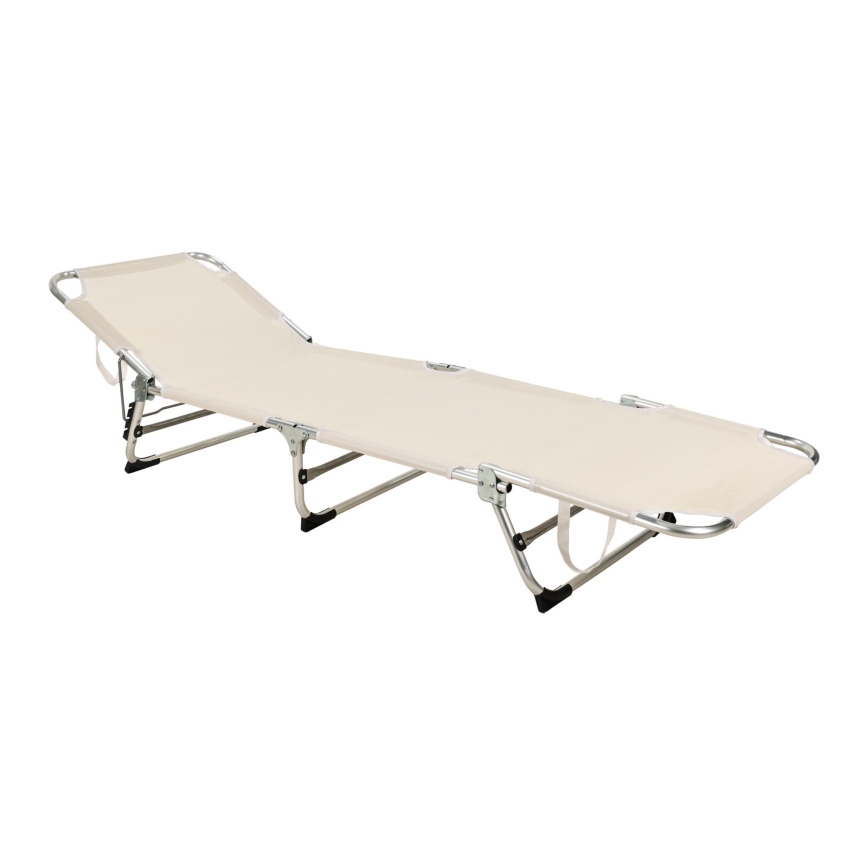 Salokāms regulējams saulkrēsls SUNO 56x190 cm krēmkrāsas