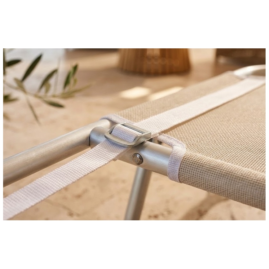 Salokāms regulējams saulkrēsls SUNO 56x190 cm krēmkrāsas
