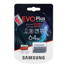 Samsung - MicroSDXC 64GB EVO+ U1 100MB/s + SD adapteris