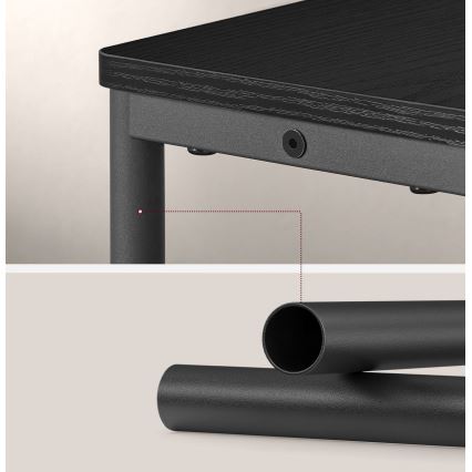 Sānu galdiņš ar iebūvētu kontaktligzdu un USB portiem ROD melns