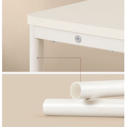 Sānu galdiņš ROD ar iebūvētu kontaktligzdu un USB portiem, balts/krēmīgs