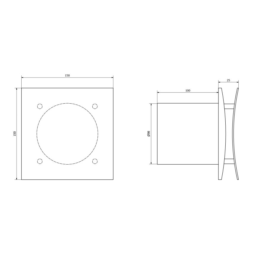 Sapho - Aksiālais ventilators EIRA 15W/230V balts