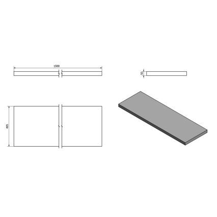 Sapho - AVICE izlietnes virsma 150x49,5 cm pelēka/cementa