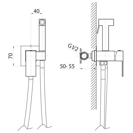 Sapho - Bidēta jaucējkrāns ar rokas dušu iebūvei CUBEMIX matēta zelta