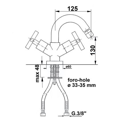 Sapho - bidē jaucējkrāns AXIA, pulēts hroms