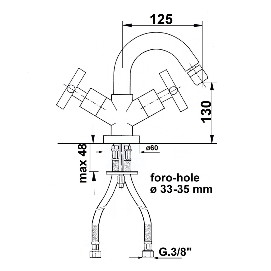 Sapho - bidē jaucējkrāns AXIA, pulēts hroms