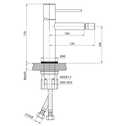 Sapho - Bidē jaucējkrāns SOLARIS matēts melns