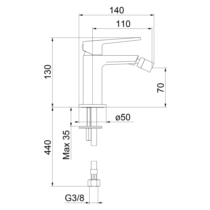 Sapho - Bidē jaucējkrāns TURSI, matēta melna apdare