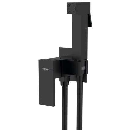 Sapho - Bidē krāns ar dušu slēptai uzstādīšanai CUBEMIX leņķa/matēts melna