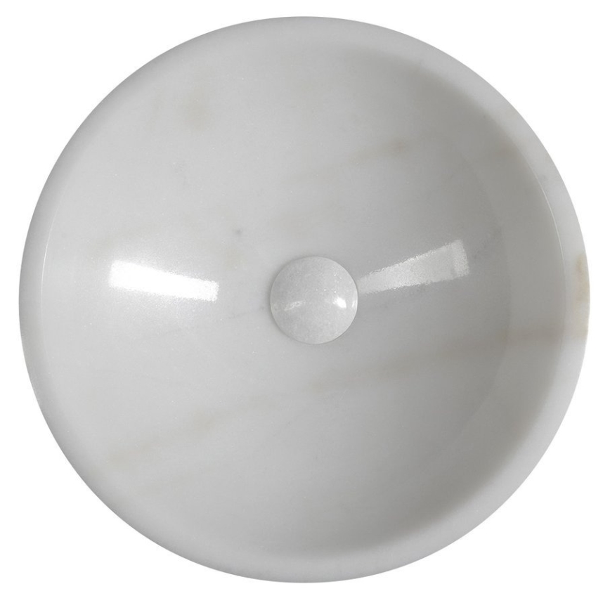 Sapho - BLOK uz virsmas montējamā izlietne Ø 40 cm, marmora/balta