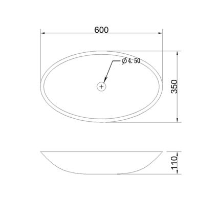Sapho - BLOK virsmas uzstādāmā izlietne 60x35 cm marquin/matēta melna