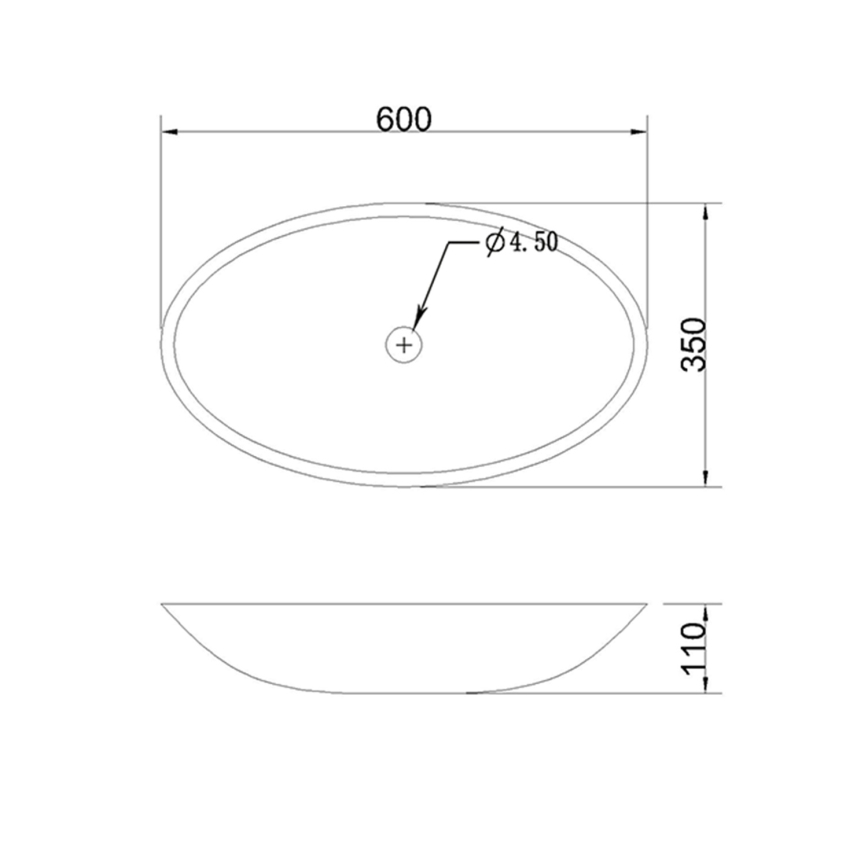 Sapho - BLOK virsmas uzstādāmā izlietne 60x35 cm marquin/matēta melna