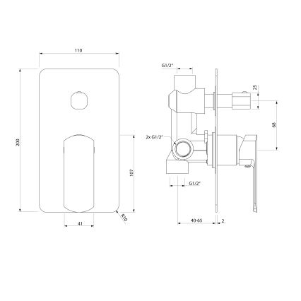 Sapho - Dušas jaucējkrāns iebūvei MIXONA spīdīgs hroms