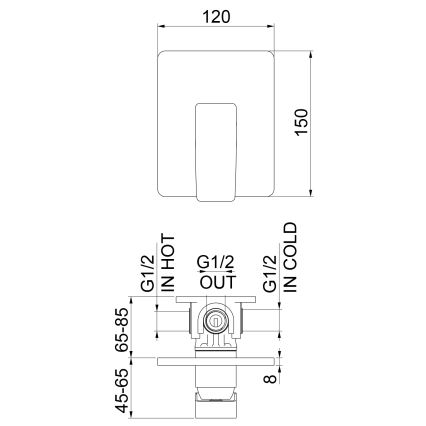 Sapho - Dušas jaucējkrāns TURSI iebūvētai instalācijai, spīdīgs hroms