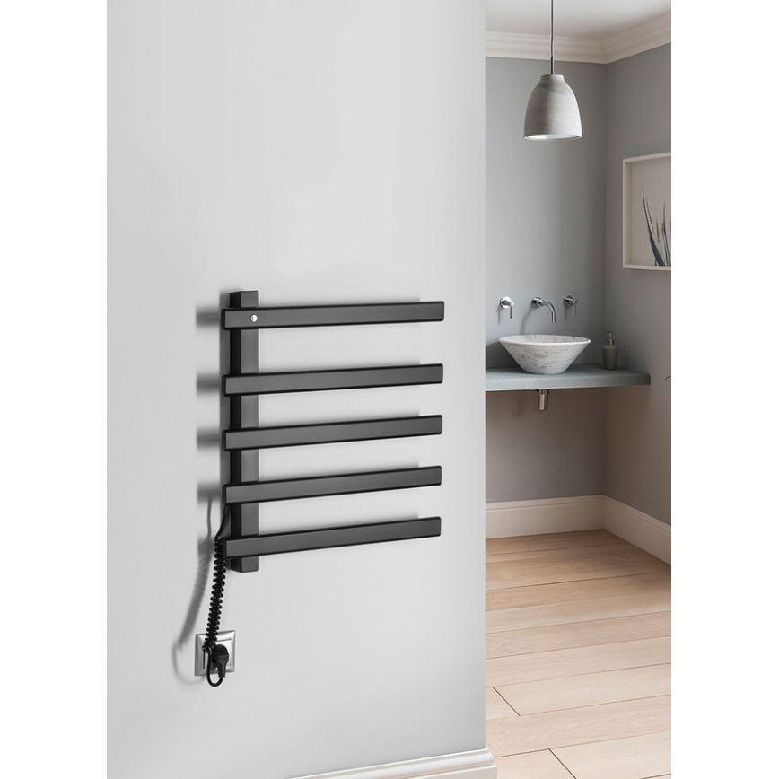 Sapho - Elektriskais dvieļu žāvētājs ELCOR 63W 48x52 cm matēta melna