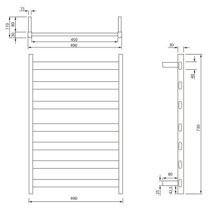 Sapho - Elektriskais dvieļu žāvētājs ELIAS 105W 73x49 cm matēta balta