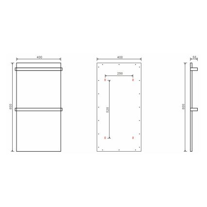 Sapho - Elektriskais dvieļu žāvētājs ELMIS 120W 80x40 cm matēta balta