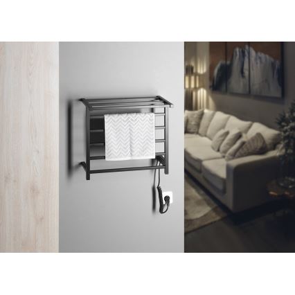 Sapho - Elektriskais dvieļu žāvētājs ELZOR 60W/230V 47x50 cm matēts melns