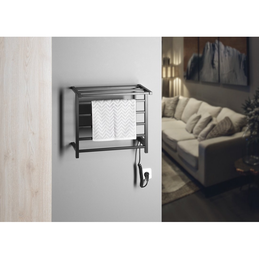 Sapho - Elektriskais dvieļu žāvētājs ELZOR 60W/230V 47x50 cm matēts melns