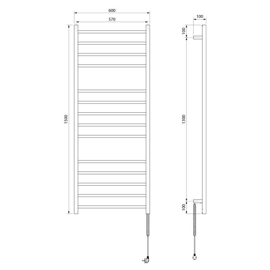 Sapho - elektriskais dvieļu žāvētājs ESKINADO 130W 150x60 cm nerūsējošais tērauds/pulēts hroms