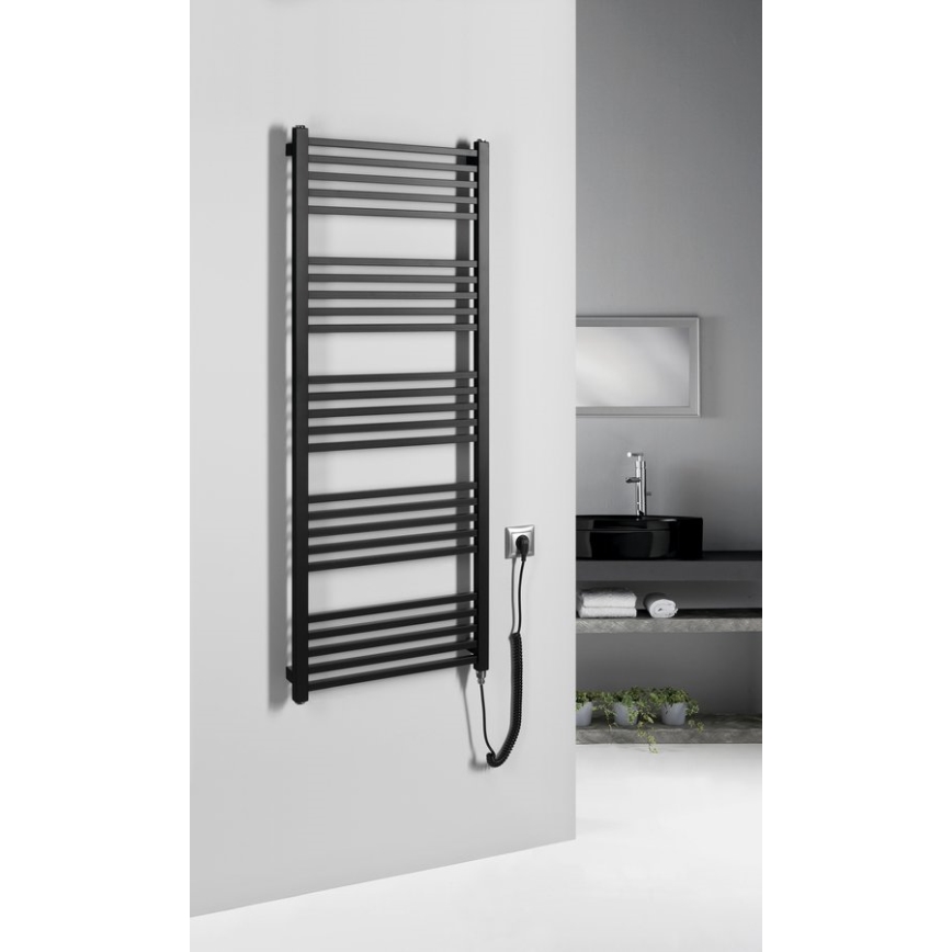 Sapho - Elektriskais dvieļu žāvētājs METRO-E 500 W 134 x 50 cm, matētas melnas krāsas