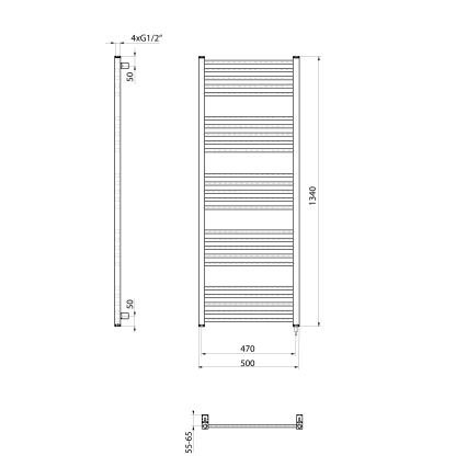 Sapho - Elektriskais dvieļu žāvētājs METRO-E 500W 134x50 cm balts