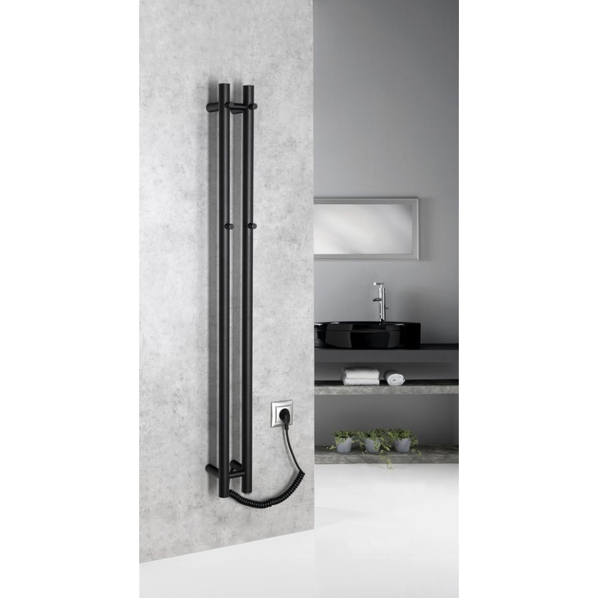 Sapho - elektriskais dvieļu žāvētājs PAPINADO, 40 W, 120 x 11 cm, matētā melnā krāsā