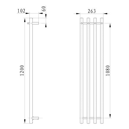 Sapho - Elektriskais dvieļu žāvētājs PAPINADO 85W/230V 120 cm spīdīgi hromēts pa labi