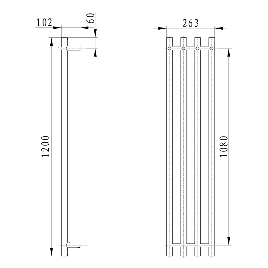 Sapho - Elektriskais dvieļu žāvētājs PAPINADO 85W/230V 120 cm spīdīgi hromēts pa labi