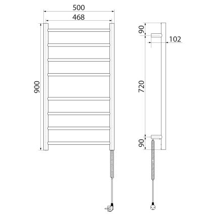 Sapho - Elektriskais dvieļu žāvētājs REDONDO 75W/230V 90 cm spīdīgi hromēts pa labi apaļa