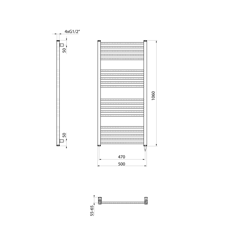Sapho - Elektrisks dvieļu žāvētājs METRO-E 400W 106x50 cm balts