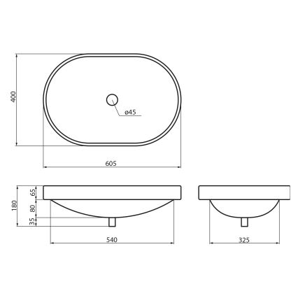 Sapho - Iebūvējamā izlietne LIMA 60x40 cm keramika/balta