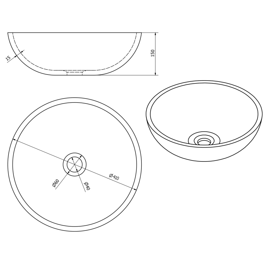 Sapho - izlietne uz virsmas PRIORI, diam. 41 cm, keramika/daudzkrāsaina