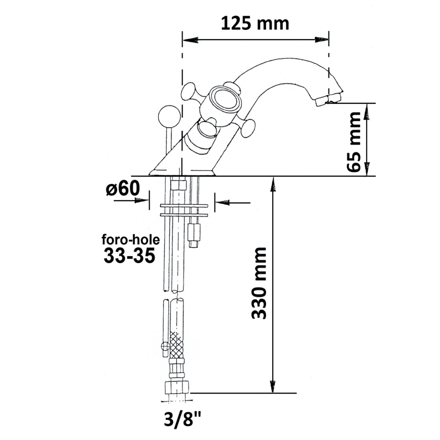 Sapho - Izlietnes jaucējkrāns ar noteci ANTEA zelta