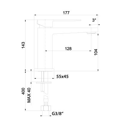 Sapho - izlietnes jaucējkrāns LATUS 14 cm matēts melns