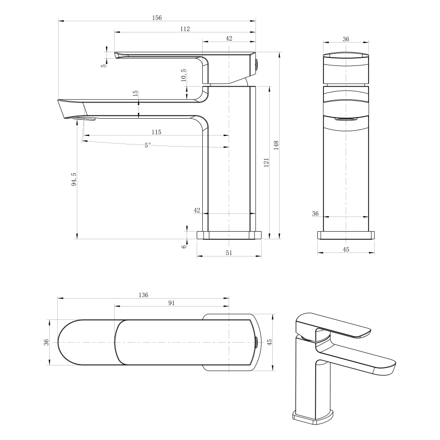 Sapho - Izlietnes jaucējkrāns MIXONA 14,8 cm, spīdīgs hroma pārklājums