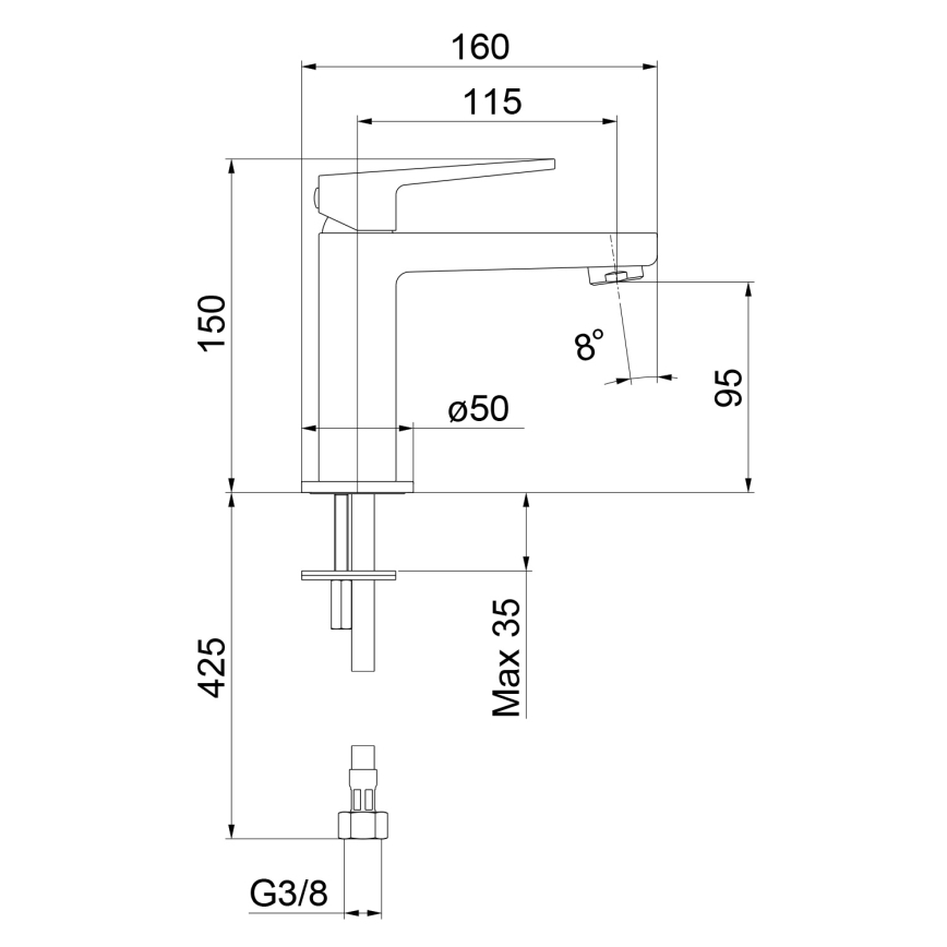 Sapho - Izlietnes jaucējkrāns TURSI 15 cm, matēts melns