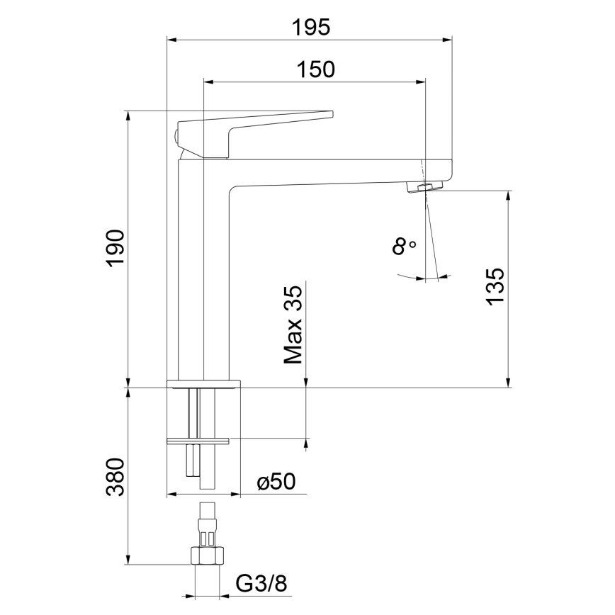 Sapho - Izlietnes jaucējkrāns TURSI 19 cm matēts melns
