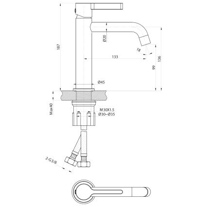 Sapho - Izlietnes krāns ICONIC 18,7 cm spīdīgi hromēts