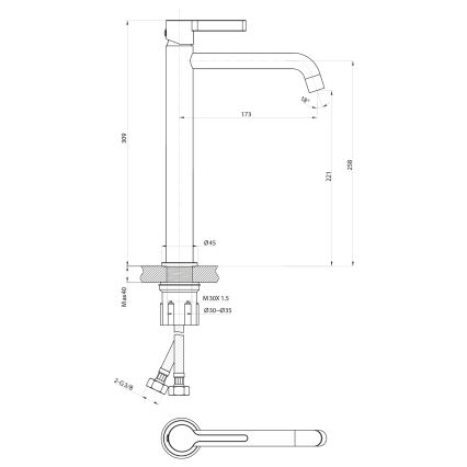 Sapho - Izlietnes krāns ICONIC 30,9 cm spīdīgi hromēts