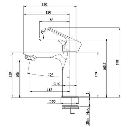 Sapho - Izlietnes krāns PAX 16,5 cm spīdīgi hromēts