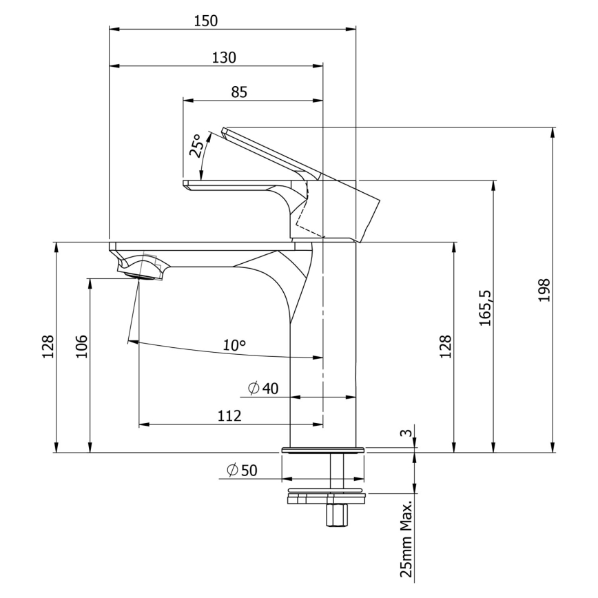 Sapho - Izlietnes krāns PAX 16,5 cm spīdīgi hromēts