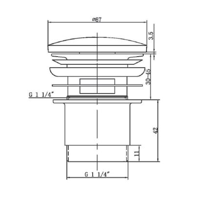 Sapho - Izlietnes ventilis Ø 6,7 cm spīdīgi hromēts