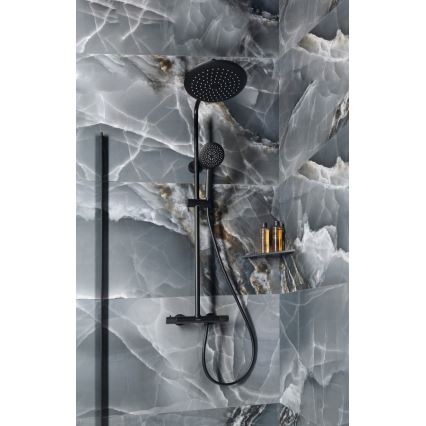 Sapho - matēts melns dušas komplekts ar jaucējkrānu SOLARIS