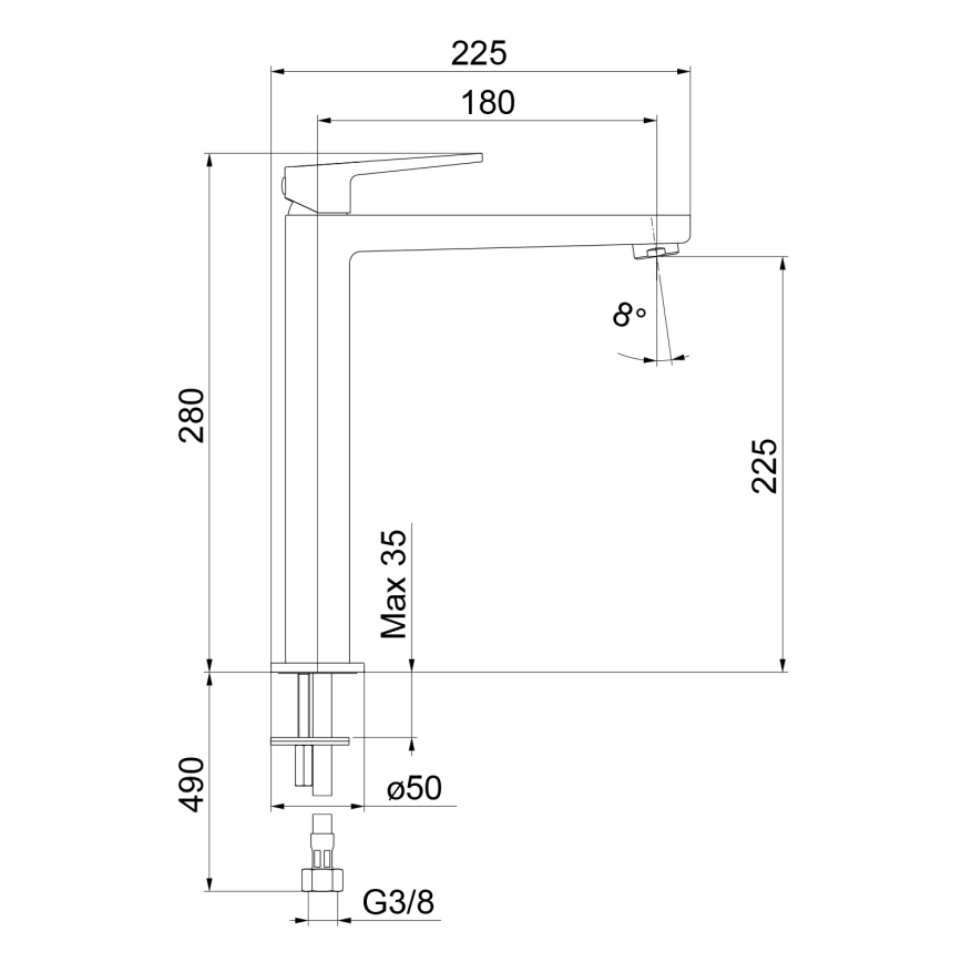 Sapho - matēts melns izlietnes jaucējkrāns TURSI, 28 cm
