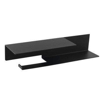 Sapho - matēts melns tualetes papīra turētājs ar plauktu 9,5x35 cm